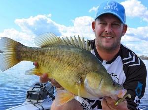 A big golden caught from the weed edges at BP on an Ecogear Power shad.